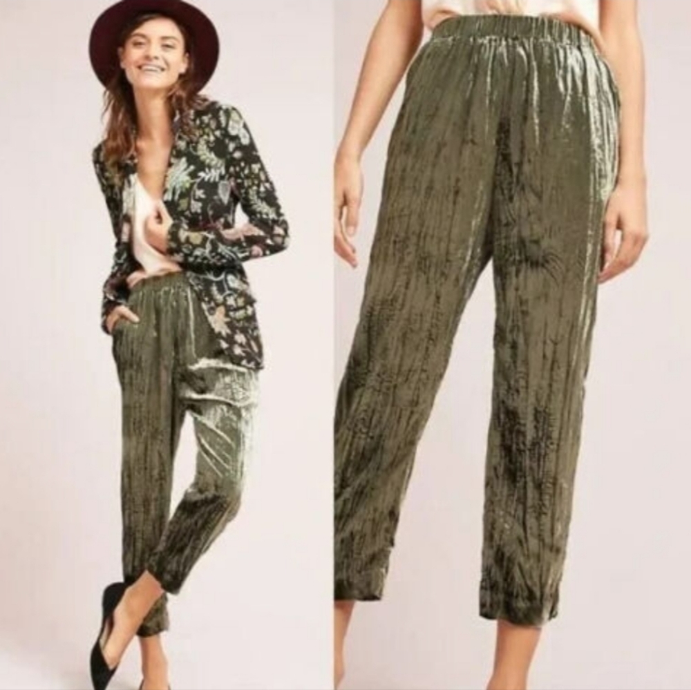 Anthropologie ett:twa green velvet pants S
